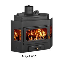 Wood Burning Fireplace with Back Boiler Prity A W16, 16kw